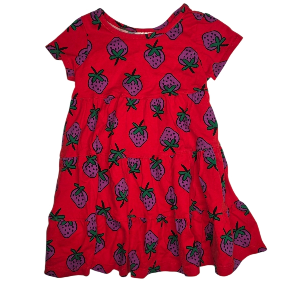 Hanna Andersson Red Dress with Purple Strawberry Print- Size 3